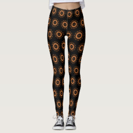 Koper en Zwarte Mandala Patroon 4 Leggings