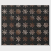 Koper- en Zwarte Snowflake-kerstpatronen Cadeaupapier (Vlak)