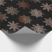 Koper- en Zwarte Snowflake-kerstpatronen Cadeaupapier (Hoek)