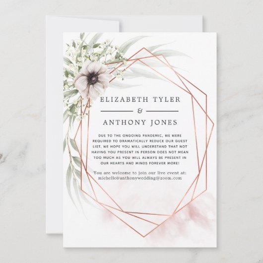 Koper Eucalyptus Geometrische Gereduceerde Gastlij Aankondiging (Voorkant)