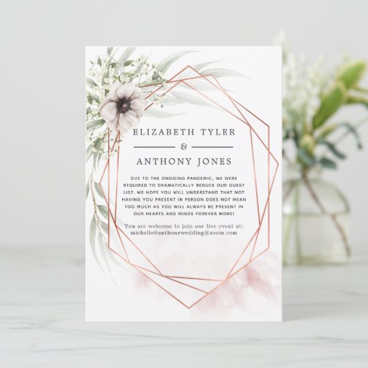 Koper Eucalyptus Geometrische Gereduceerde Gastlij Aankondiging (Staand voorkant)