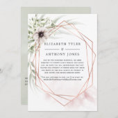 Koper Eucalyptus Geometrische Gereduceerde Gastlij Aankondiging (Voorkant / Achterkant)