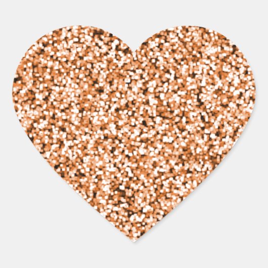 Koper Faux Glitter Hart Sticker (Voorkant)