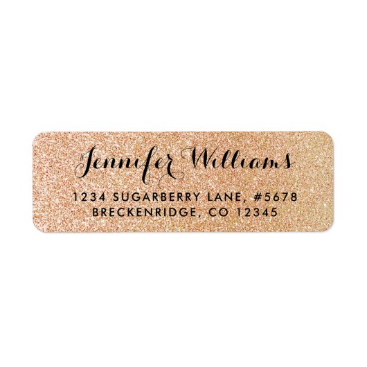 Koper Faux Glitter Let Return Address Label (Voorkant)