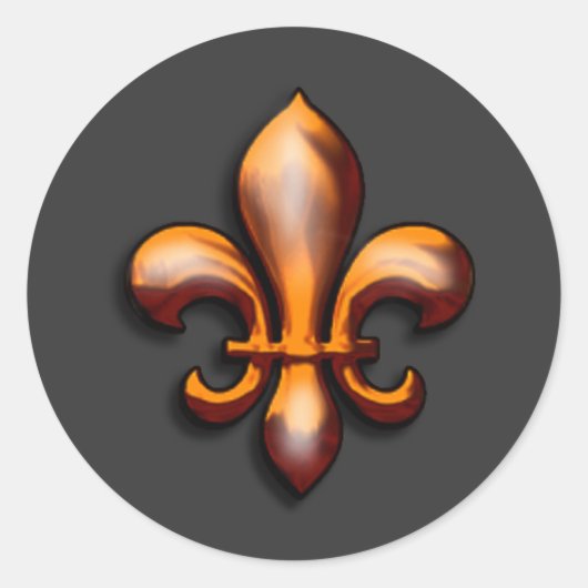 Koper Fleur de Lis op veranderbare achtergrond Ronde Sticker (Voorkant)