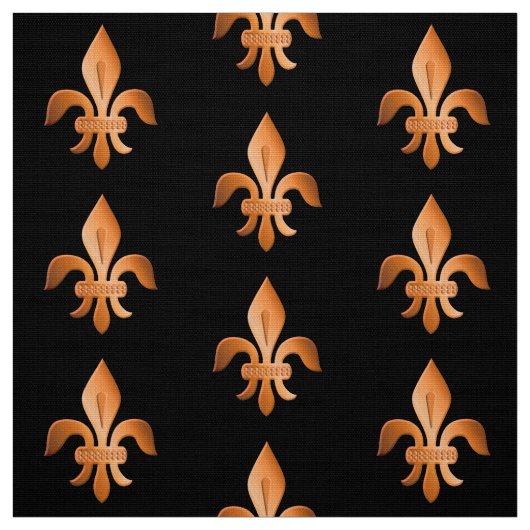 Koper Fleur-de-lis op zwart Stof (Swatch)