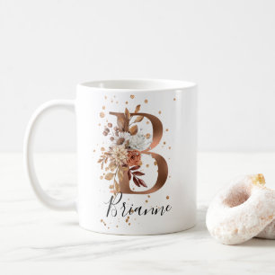 Koper Floral Letter B Monogram koffie Mok
