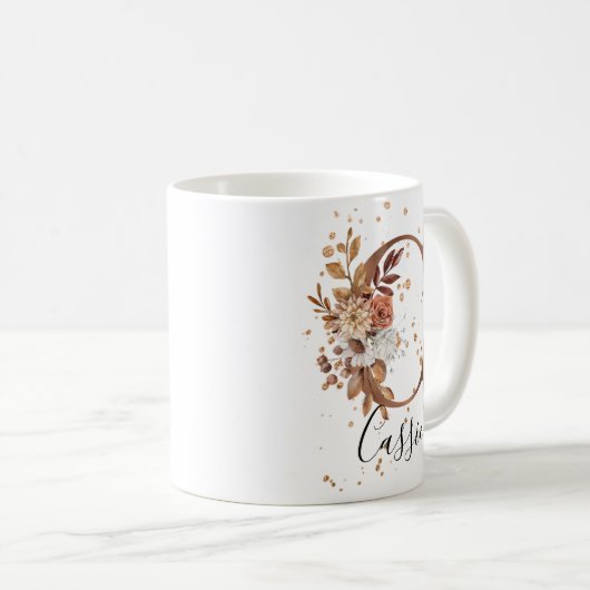 Koper Floral Letter C Monogram Coffee Mok (Voorkant rechts)