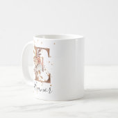 Koper Floral Letter E Monogram Coffee Mok (Voorkant links)