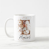 Koper Floral Letter E Monogram Coffee Mok (Links)