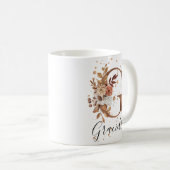 Koper Floral Letter G Monogram Coffee Mok (Voorkant rechts)