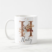 Koper Floral Letter H Monogram Coffee Mok (Links)