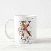 Koper Floral Letter K Monogram Coffee Mok (Links)