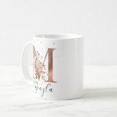Koper Floral Letter M Monogram Coffee Mok (Voorkant links)