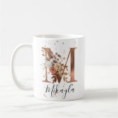 Koper Floral Letter M Monogram Coffee Mok (Links)