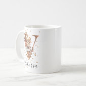 Koper Floral Letter/Monogram koffie Mok (Voorkant links)