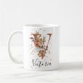 Koper Floral Letter/Monogram koffie Mok (Links)