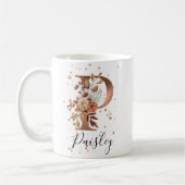 Koper Floral Letter P Monogram Coffee Mok (Links)