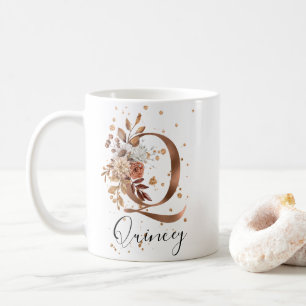 Koper Floral Letter Q Monogram Coffee Mok