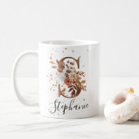 Koper Floral Letter S Monogram Coffee Mok