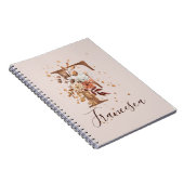 Koper Floral Monogram Letter F Herfst Flowers Notitieboek (Rechterzijde)