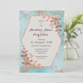 Koper Floral op Blauwgroen Waterverf bruiloft Kaart (Staand voorkant)