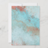 Koper Floral op Blauwgroen Waterverf bruiloft Kaart (Achterkant)