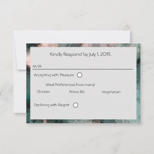 Koper Floral op zwart en Blauwgroen RSVP (Achterkant)