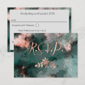 Koper Floral op zwart en Blauwgroen RSVP (Voorkant / Achterkant)