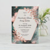 Koper Floral op zwarte en Blauwgroen Waterverf Kaart (Staand voorkant)