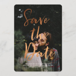 Koper Foil Moderne Manuscript Bekleding sparen de  Save The Date