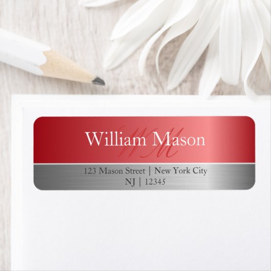 Koper Folie en geborsteld staal monogram adreslabe Etiket (Insitu)