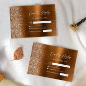 Koper Geborsteld Metaal Glitter Script Bruiloft RSVP Kaartje