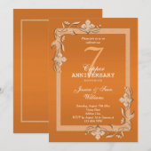 Koper Gem en Glitter 7th Wedding Jubileum Kaart (Voorkant / Achterkant)