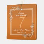 Koper Gem en Glitter 7th Wedding Jubileum Keramisch Ornament (Links)