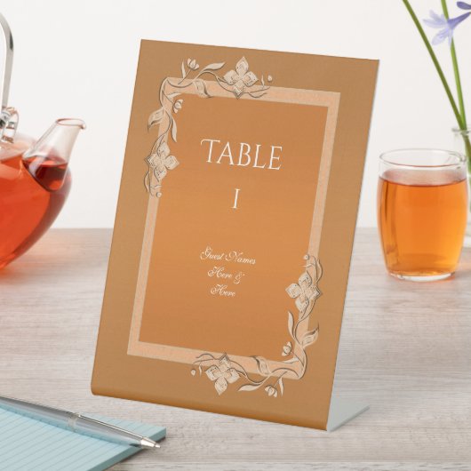 Koper Gem en Glitter 7th Wedding Jubileum Reclamebord Met Voetstuk (Insitu)