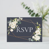 Koper Geometric Blue White Floral No Menu RSVP (Staand voorkant)