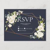 Koper Geometric Blue White Floral No Menu RSVP (Voorkant)