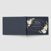 Koper Geometric Blue White Floral Wedding Gastenboek (Volledig)