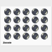 Koper Geometric Blue White Floral Wedding Ronde Sticker (Vel)