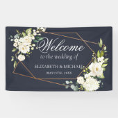 Koper Geometric Blue White Floral Wedding Spandoek (Horizontaal)