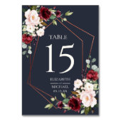 Koper Geometric Burgundy Blue Elegant Wedding Kaart (Achterkant)