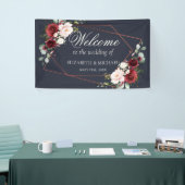 Koper Geometric Burgundy Blue Elegant Wedding Spandoek (Beurs)