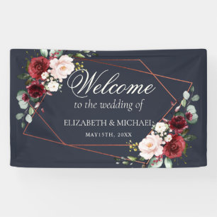 Koper Geometric Burgundy Blue Elegant Wedding Spandoek