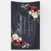 Koper Geometric Burgundy Blue Elegant Wedding Spandoek (Verticaal)