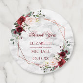 Koper Geometric Burgundy Marble Elegant Wedding Bedankjes Labels (Achterkant)
