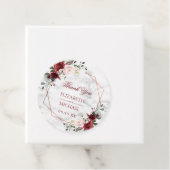 Koper Geometric Burgundy Marble Elegant Wedding Bedankjes Labels (In situ)