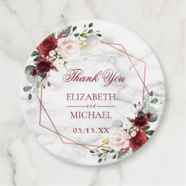 Koper Geometric Burgundy Marble Elegant Wedding Bedankjes Labels