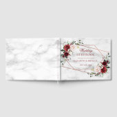 Koper Geometric Burgundy Marble Elegant Wedding Gastenboek (Volledig)