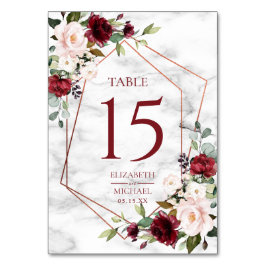 Koper Geometric Burgundy Marble Elegant Wedding Kaart